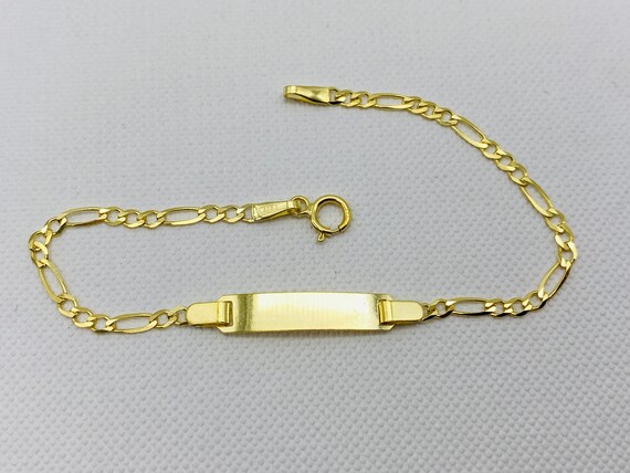 Genuine 9ct Yellow Gold Figaro Baby ID Bracelet 3mm Figaro