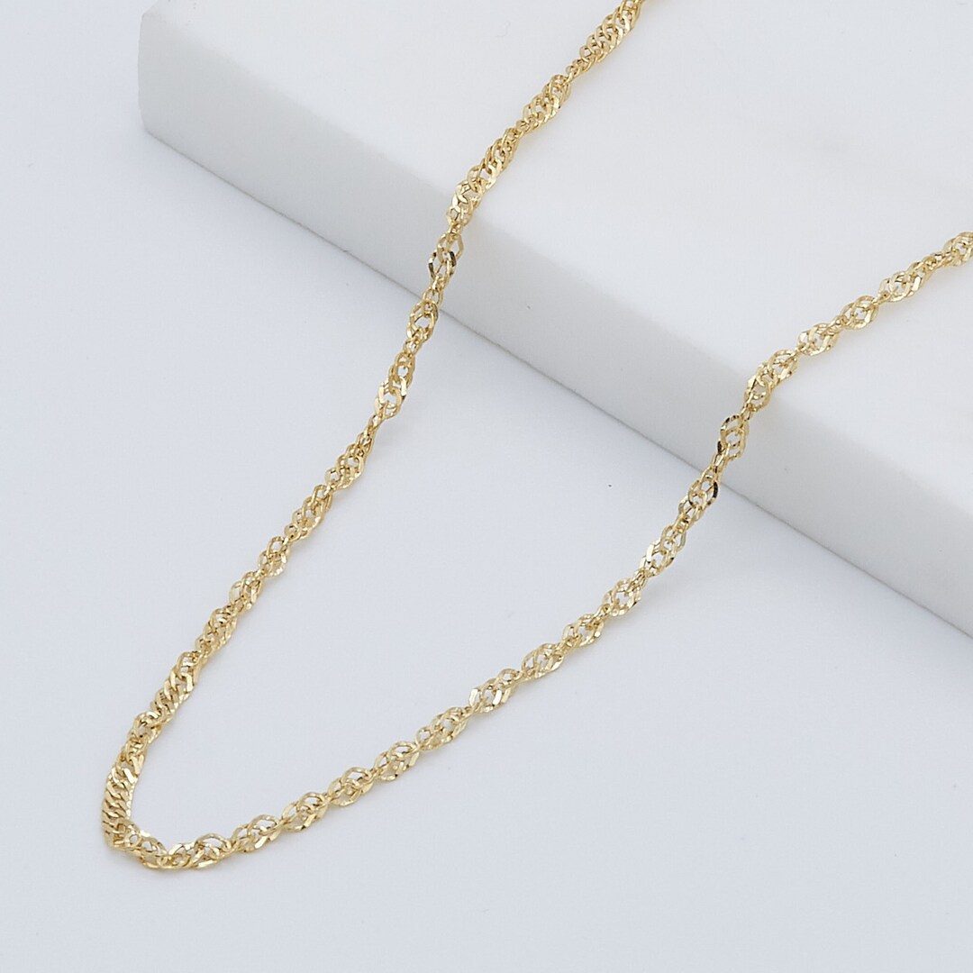 Real 9ct Yellow Gold 2mm Singapore Chain | 375 Gold Twisted Rope Link ...