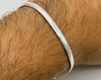 アクセサリー SILVER925 PLAIN HERRINGBONE BRACELET Herringbone Bracelet x 25mm – CUBAN