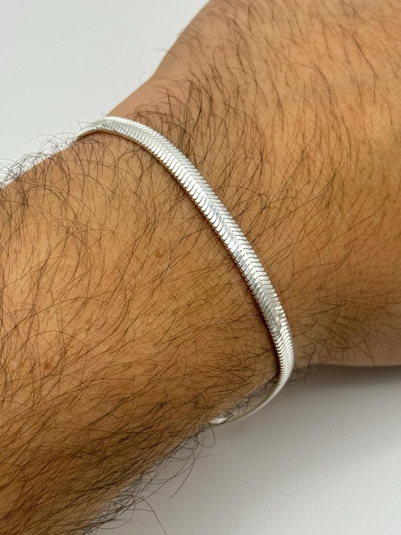 925 Sterling Silver 5mm Flat Snake Chain Bracelet | Men&women