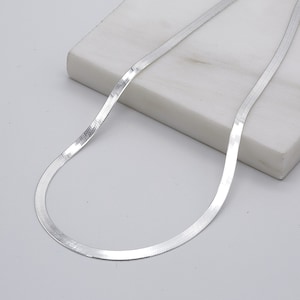 Corrente de cobra de prata esterlina 925 real de 3 mm | Colar de corrente de cobra plana para mulheres | Corrente de gargantilha de cobra | 16&quot; 18&quot; 20&quot; TODOS OS COMPRIMENTOS | Novo em folha