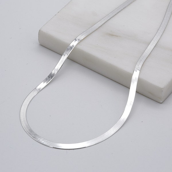 Cadena de serpiente de 3MM de Plata de Ley 925 auténtica/collar de cadena de serpiente plana para mujer/cadena de gargantilla de serpiente/16 "18" 20" TODA LA LONGITUD/nuevo