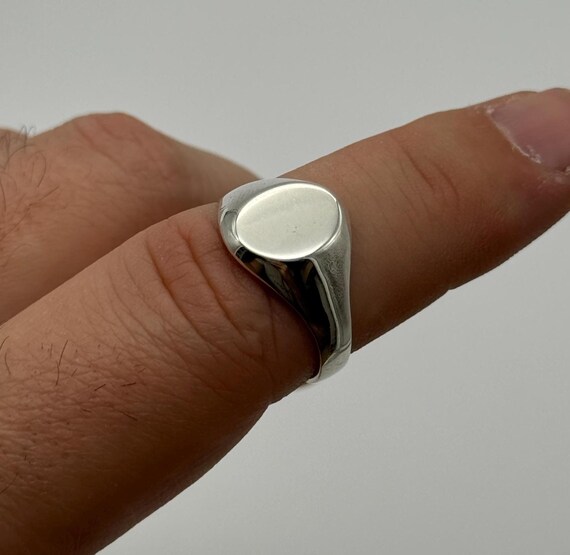 Solid 925 Sterling Silver Oval Signet Ring | Men&women Plain 12mm