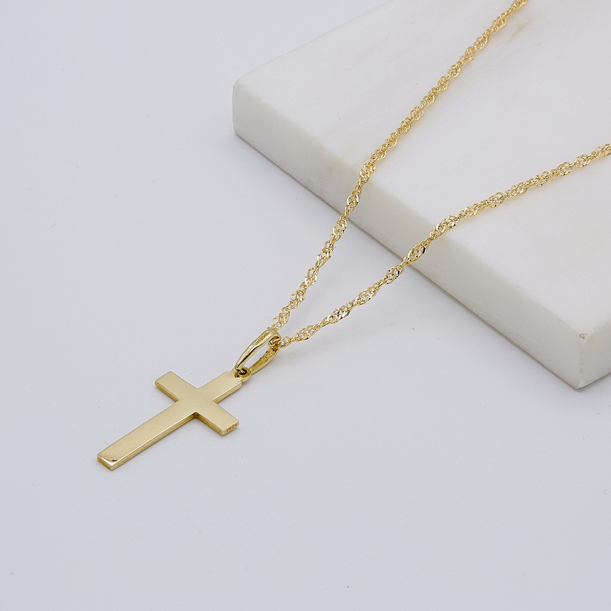 9カラットイエローゴールド プレーンクロスペンダント | レディース