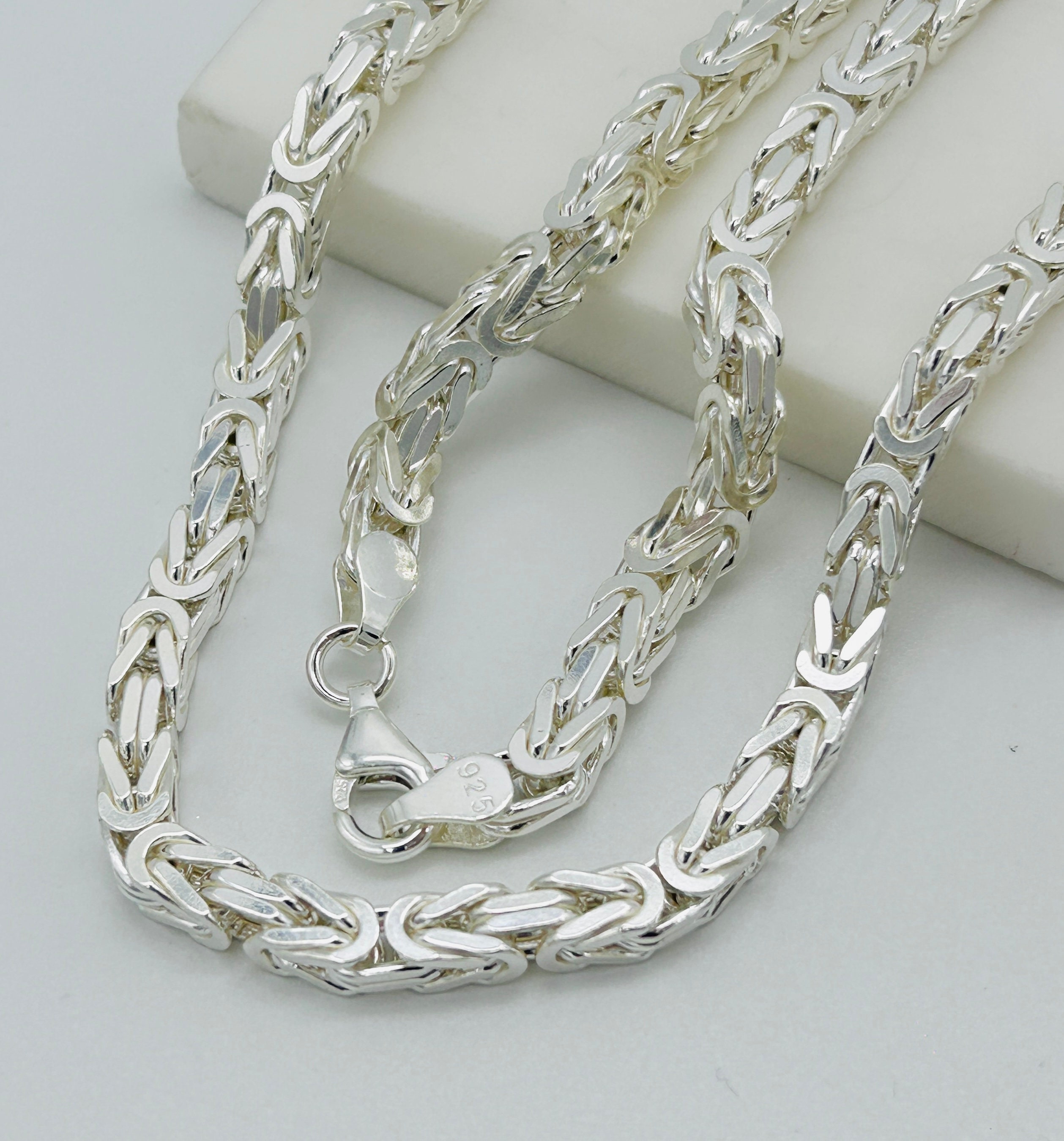 SOLID 925 Sterling Silver 5mm Square Byzantine Chain | Kings