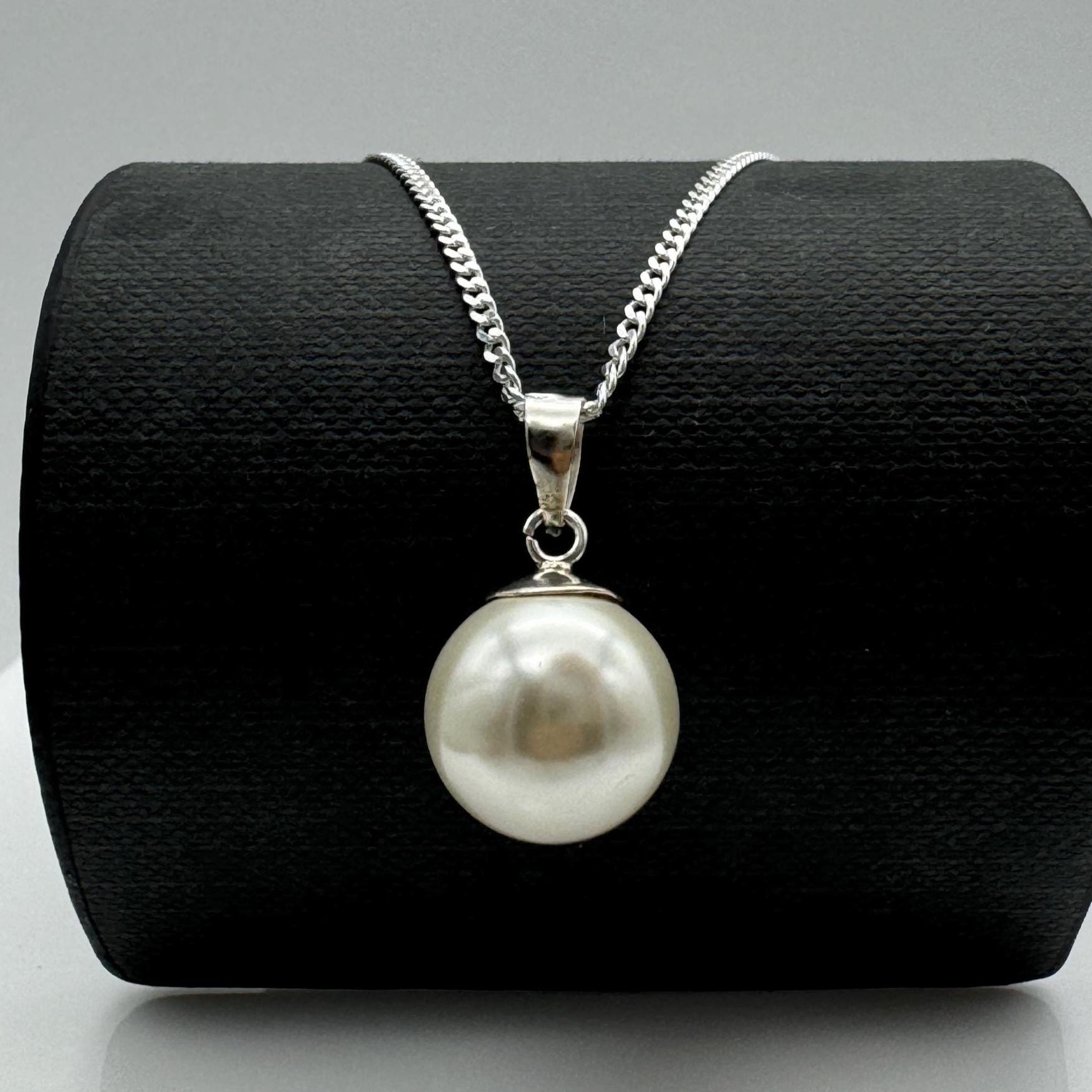 925 Sterling Silver 12mm Pearl Charms | Large Pearl Pendant 