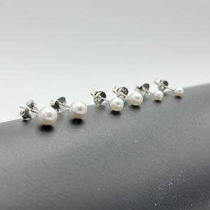 925 Sterling Silver Round Pearl Stud Earring Freshwater Pearl Studs Girls&Women Pearl Stud 3mm 4mm 5mm Brand New Pair image 2