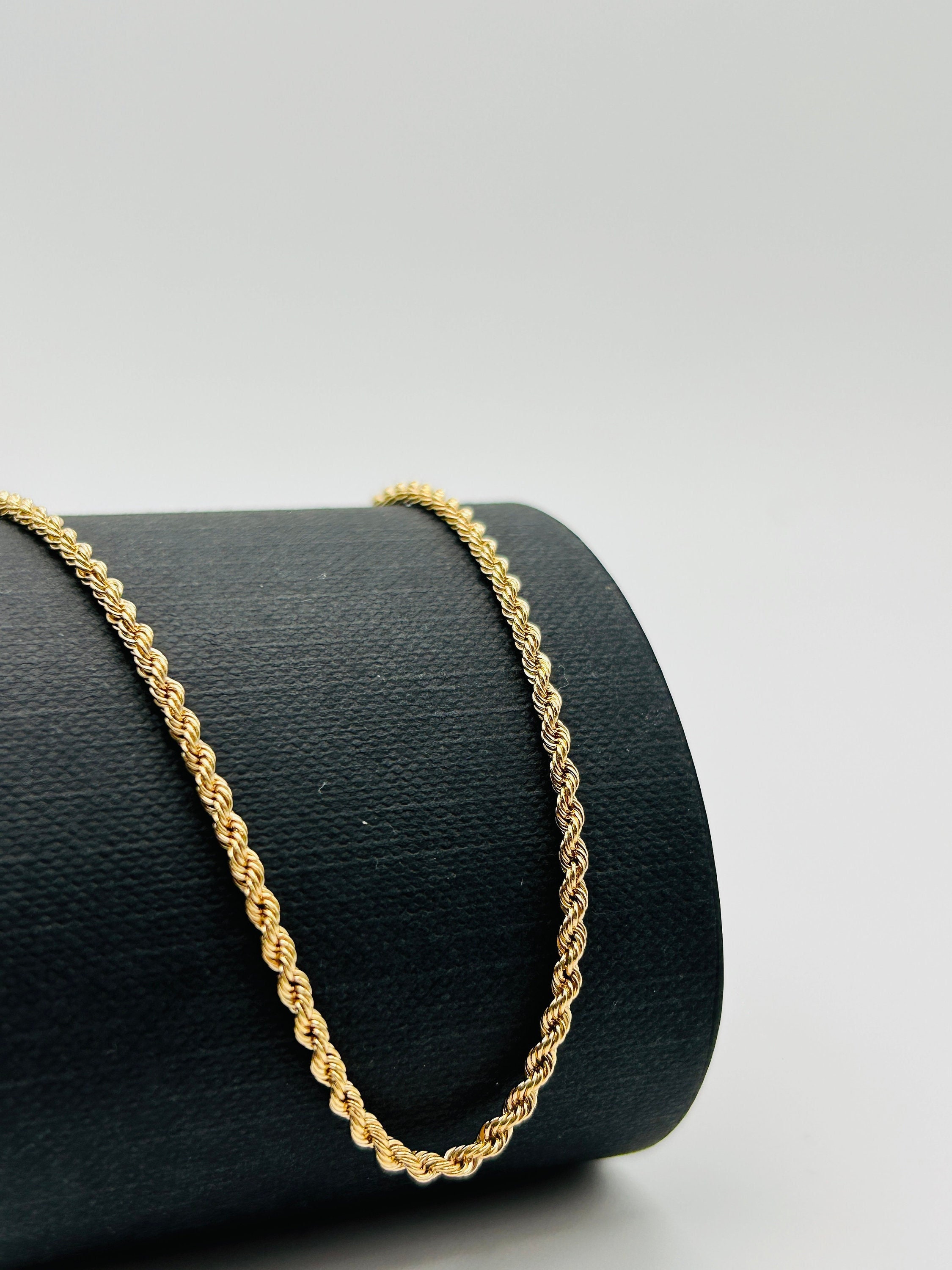 Collana con catena a corda intrecciata da 2,90 mm in vero oro giallo 14K cavo - Italia
