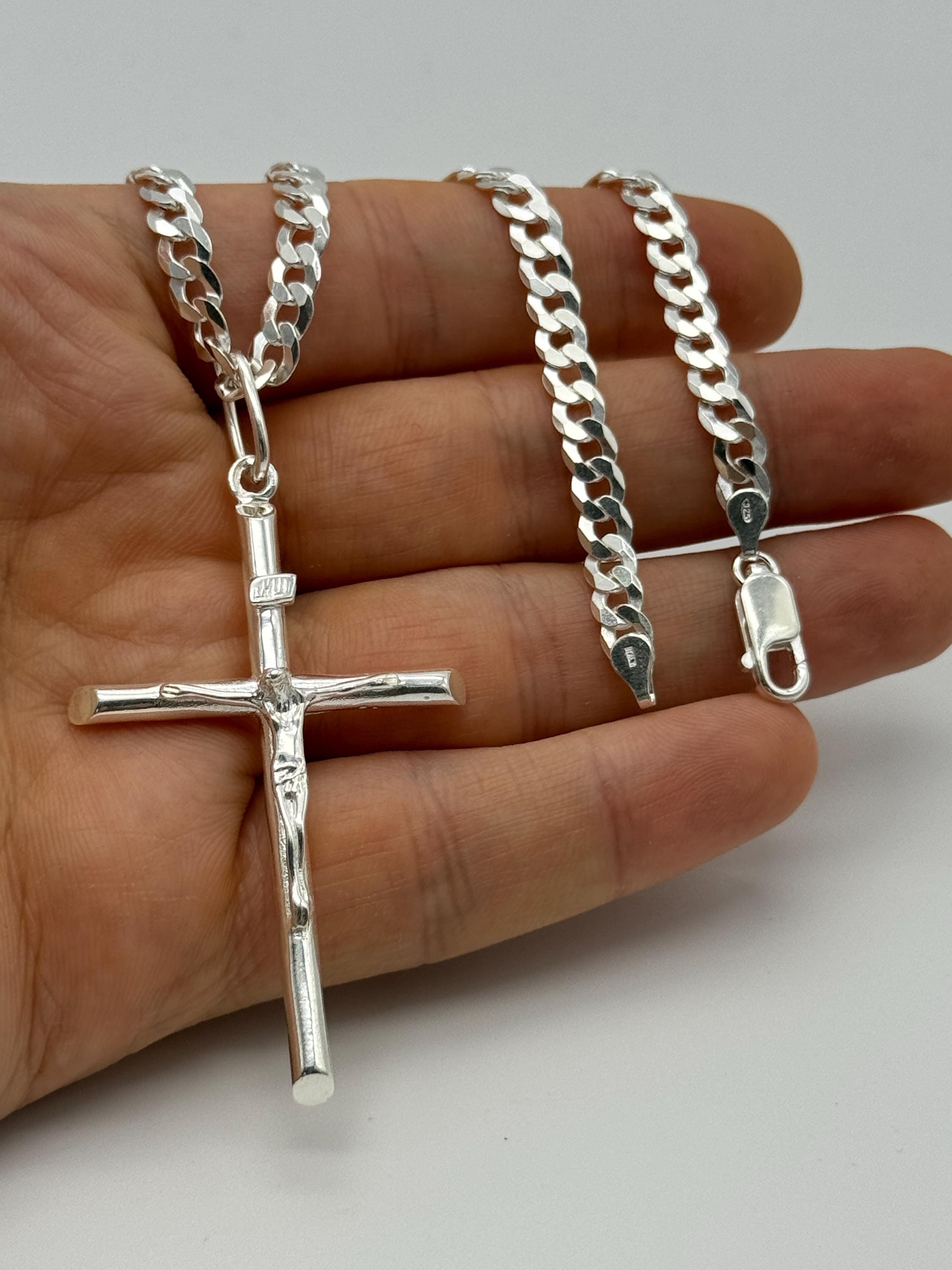 925 Sterling Silver Chunky Crucifix Pendant | Heavy Crucifix Cross Necklace | 18" 20" 22" 24" Only Pendant