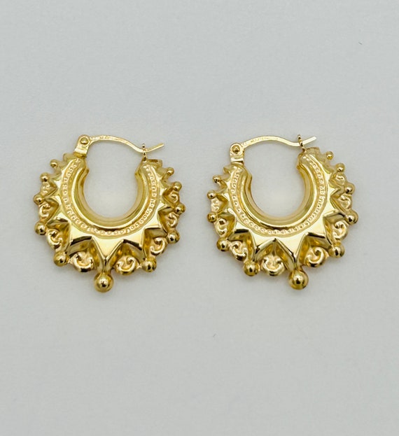 Orecchini A Cerchio Creoli In Oro Giallo 9k Vintage - Foto 12