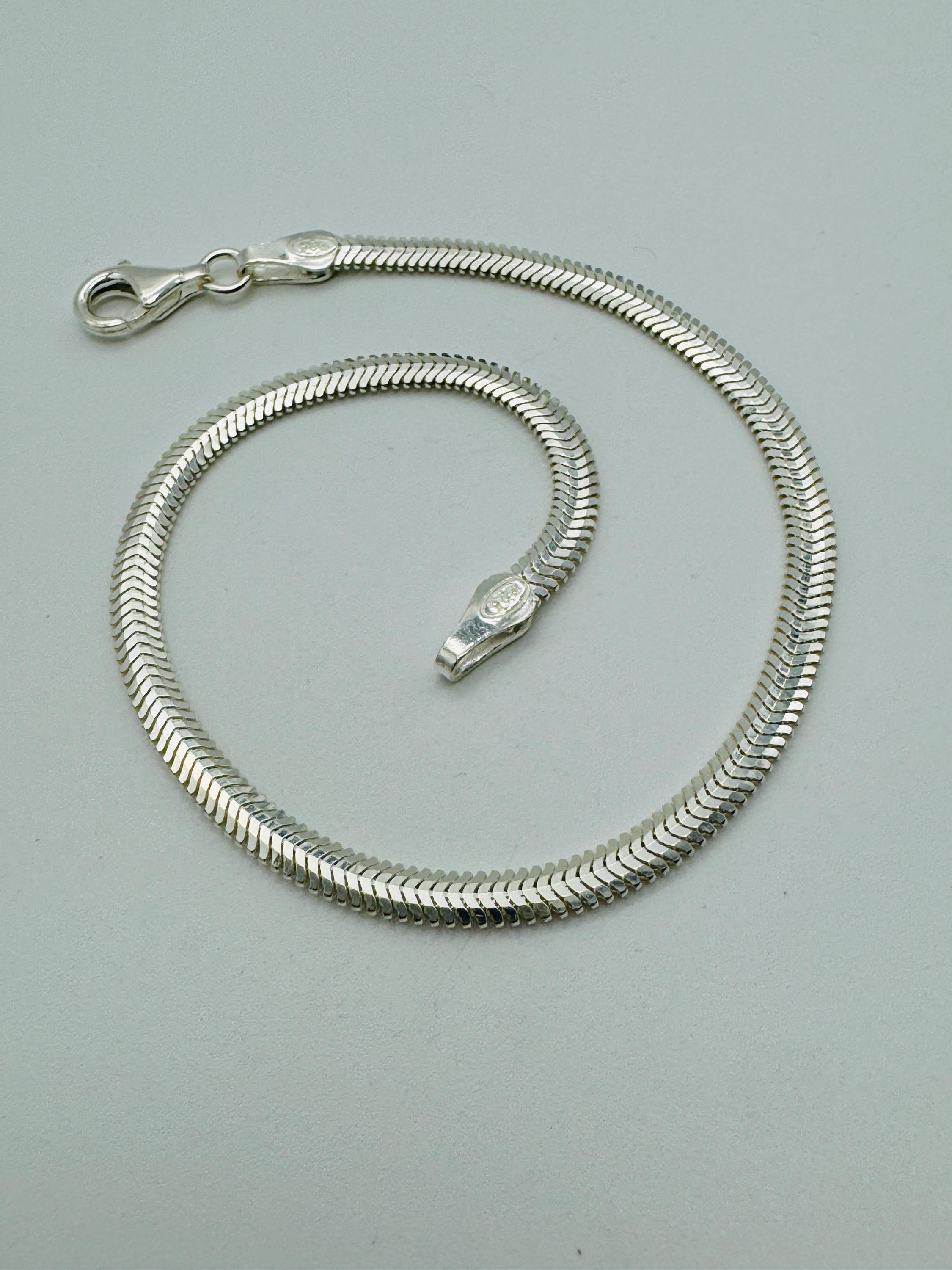 925 Sterling Silver 4mm Flat Snake Chain Bracelet | Men&women