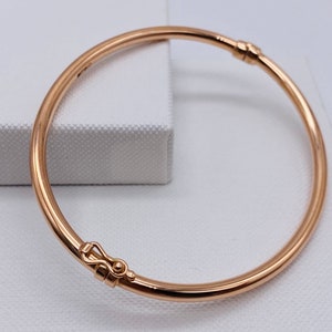 Brazalete con bisagras de oro amarillo y rosa genuino de 9 quilates / Brazalete para mujer de oro 375 con sello distintivo / Brazalete con bisagras para mujer de 3 mm / Nuevo 3,2 g