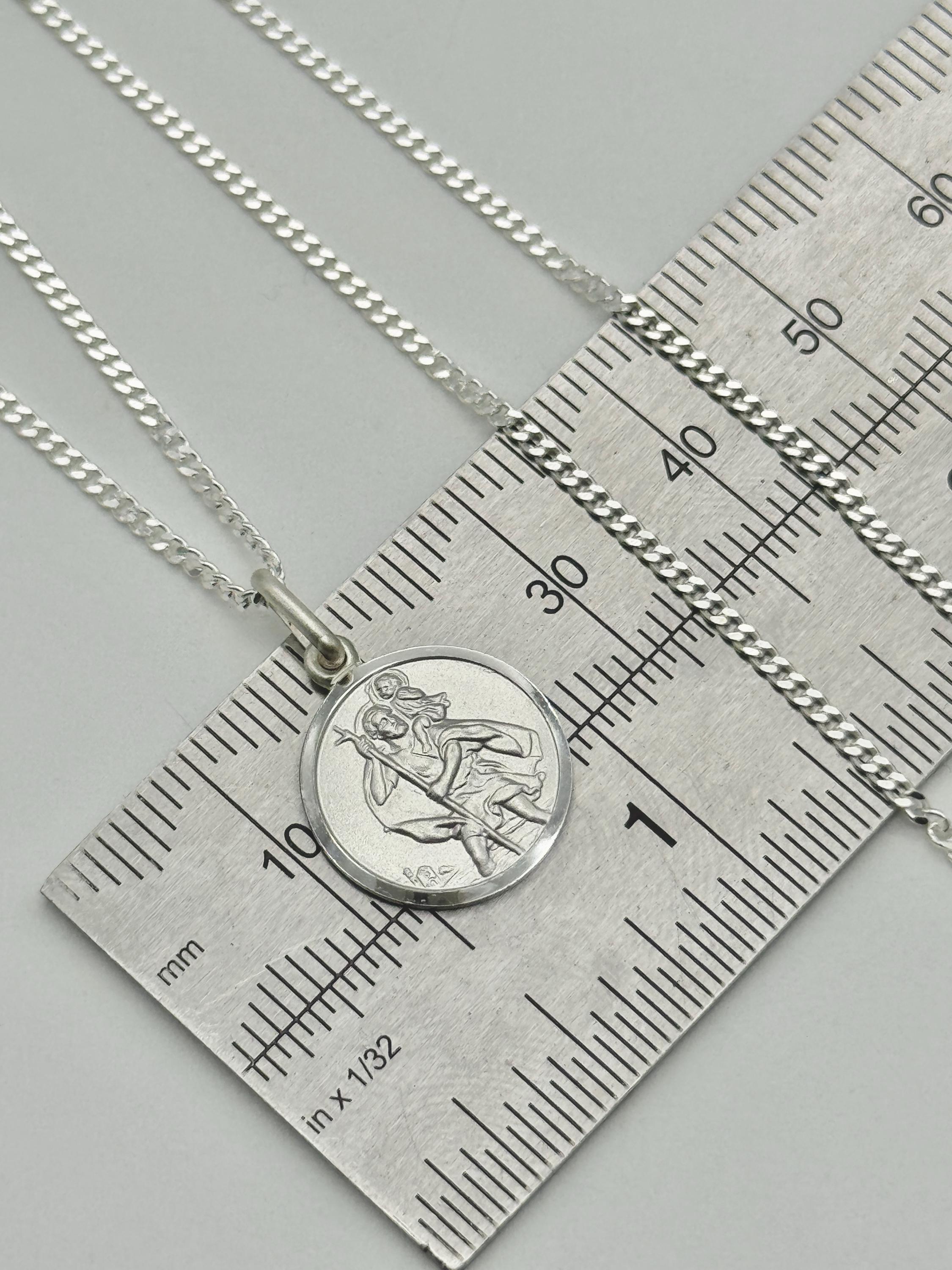 Genuine 925 Sterling Silver 12mm Saint Christopher Necklace | Round ...