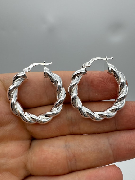 Boucles D'oreilles Créoles Argent Massif 925 - Poinçons - Neuves Sans Emballage