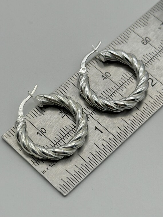 925 Sterling Silver 24mm Twisted Hoop Earring | Medium Creole