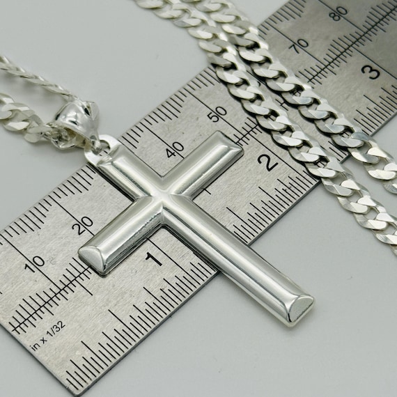 Ciondolo A Croce Vintage In Argento Sterling Con Catena Opzionale Da 20 - Foto 6