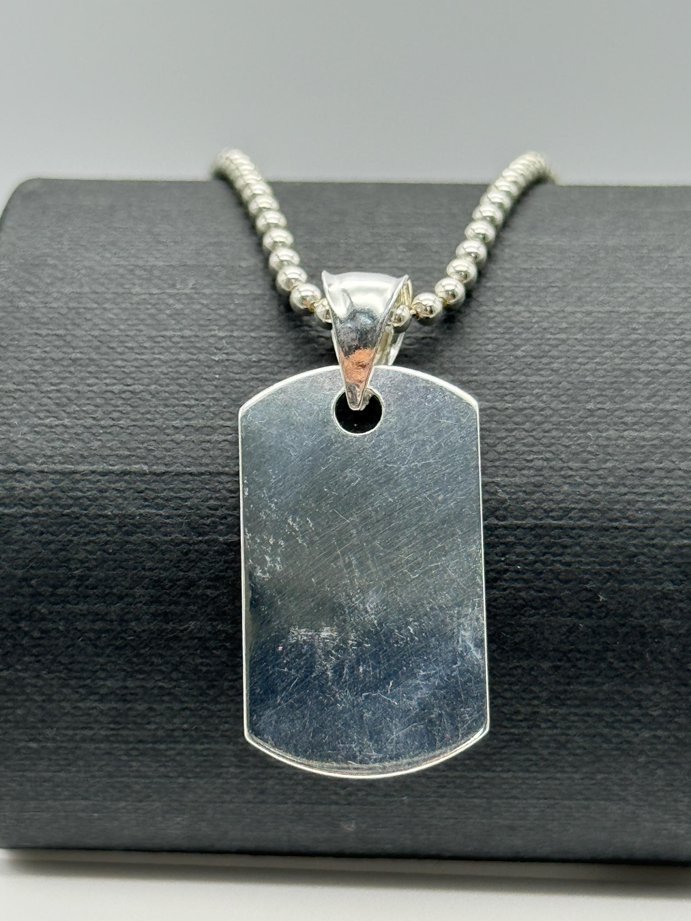 925 Sterling Silver Dog Tag Pendant | Personalised Military Tag