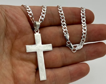 925 Sterling Silver Large Cross Pendant | Cross Necklace | 25mmx40mm Cross | 20" 22" 24" | Brand New