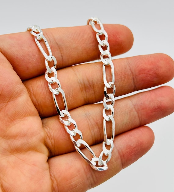 Solid 925 Sterling Silver 6mm Figaro Bracelet | Unisex Figaro Link