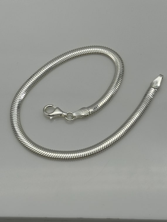 ★TATIANA★ (Silver 925) Modern Flat Snake Chain Bracelet BR Flat Snake Silver Bracelet , Wrist Bracelet, 925 Sterling