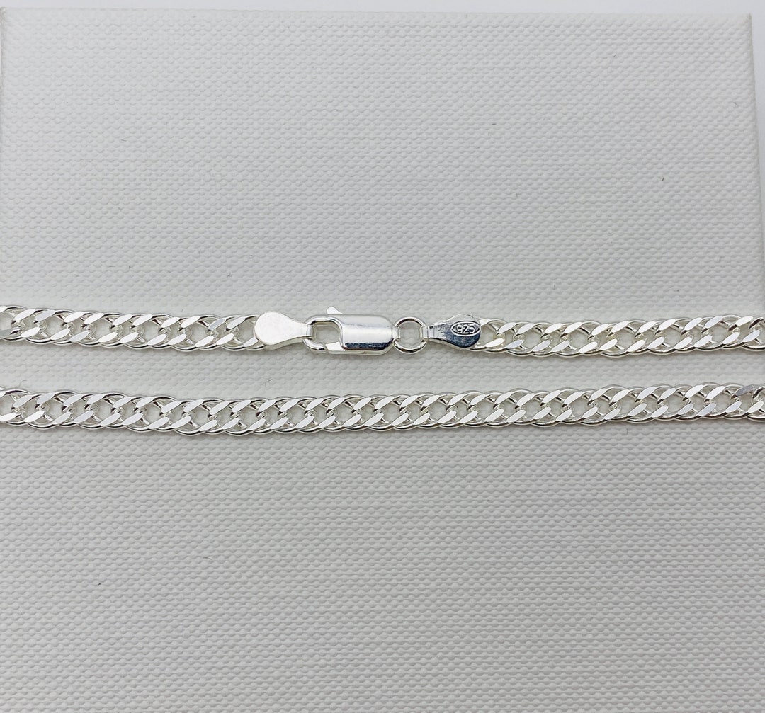 925 Sterling Silver Double Curb Link Chain | Double Curb 4mm