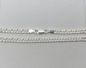 925 Sterling Silver Double Curb Link Chain | Double Curb 4mm Necklace Chain | Brand New 16" 18" 20" 22" 24" 30"