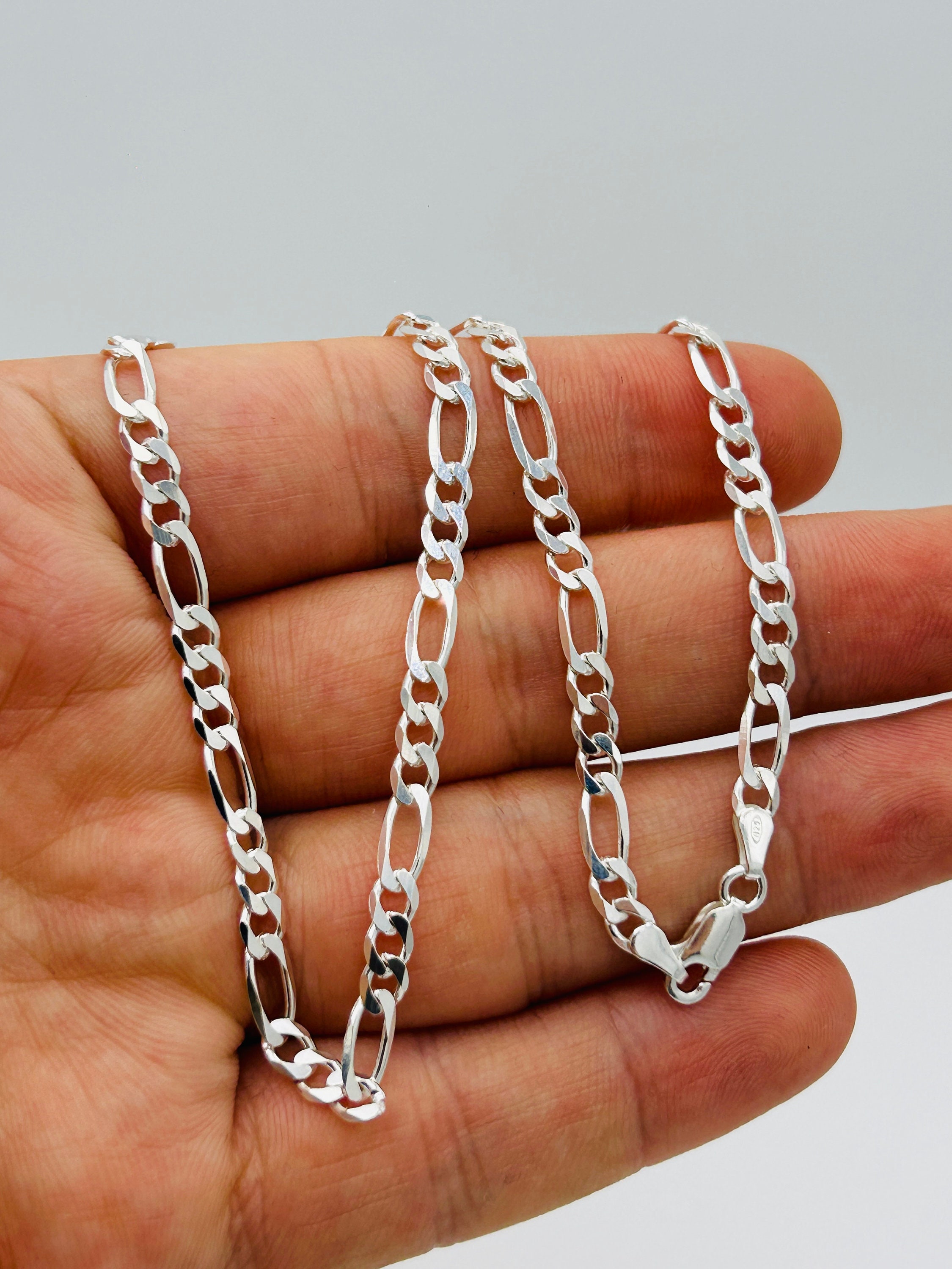 925 Sterling Silver Filled 4mm Figaro Link Chain Necklace – Men's Or Women's Jewelry Gift, Retro Style - View #2