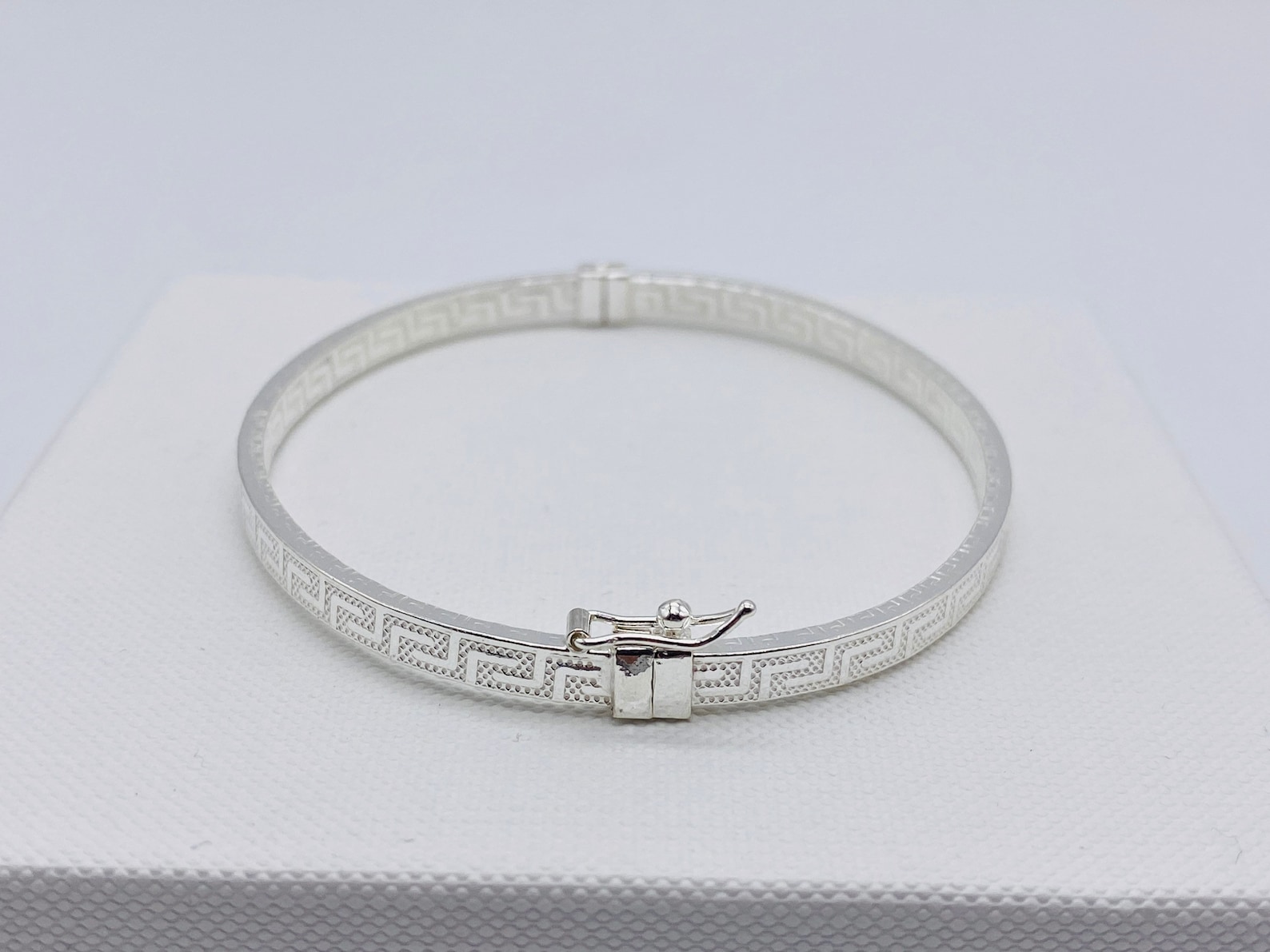 925 Sterling Silver Greek Design Bangle | Oval Greek Style Women Bangle ...