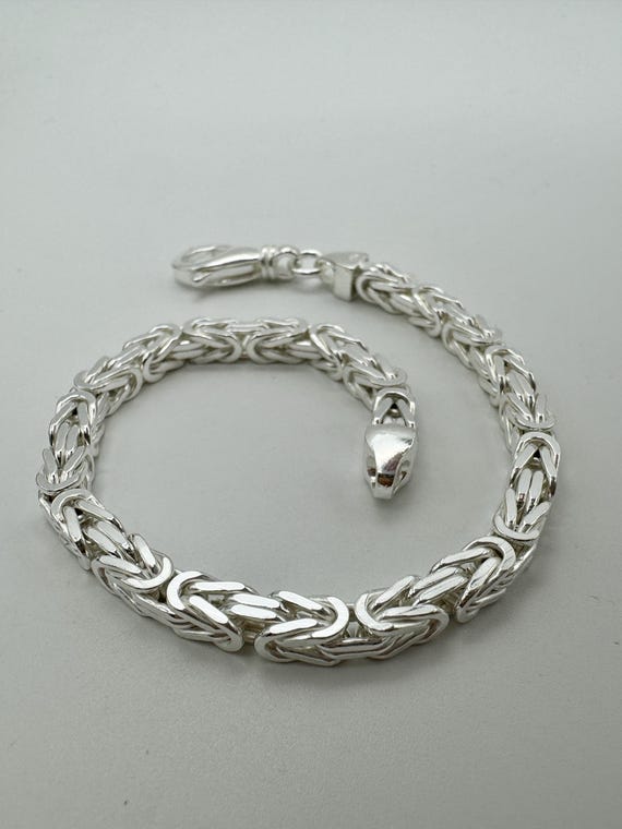 925 Sterling Silver 4.5mm Square Byzantine Bracelet | Heavy Men's