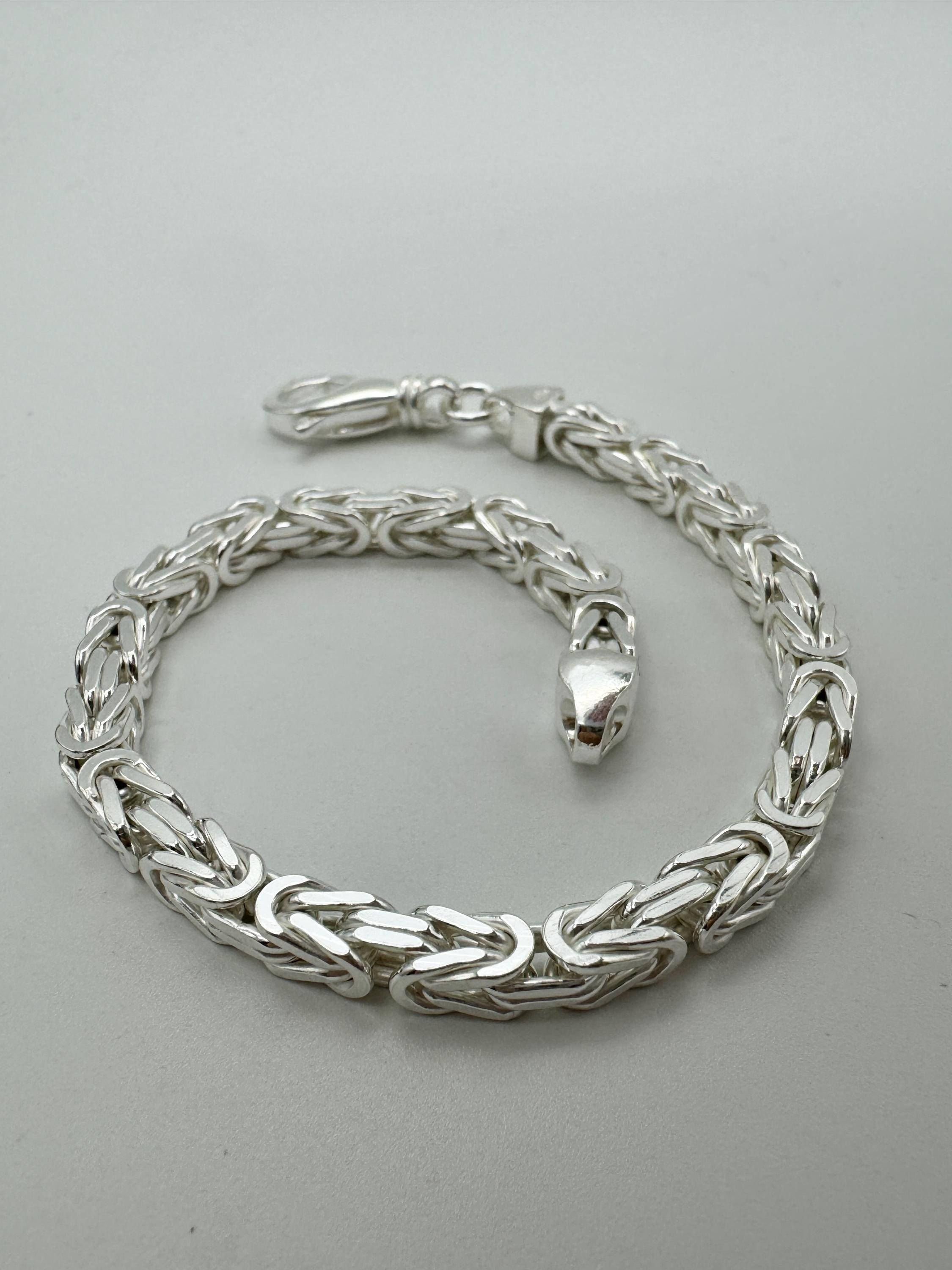 925 Sterling Silver 4.5mm Square Byzantine Bracelet | Heavy Men's