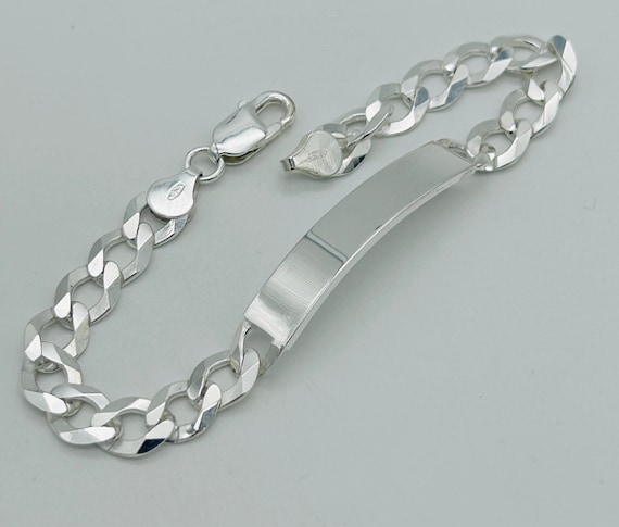 925 Sterling Silver Mens Personalised ID Bracelet | 8mm Curb Link