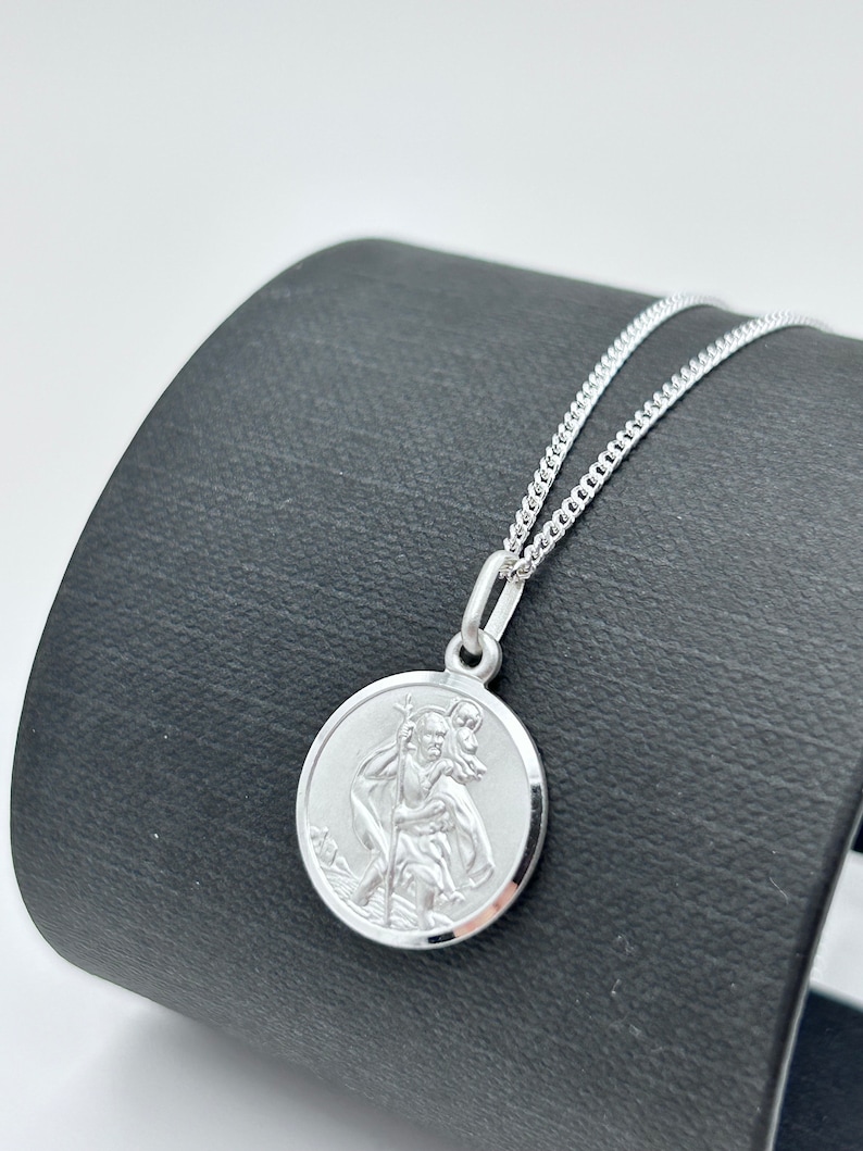Genuine 925 Sterling Silver Saint Christopher Necklace | Round St ...
