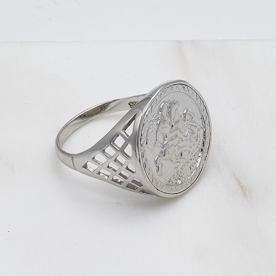 925 Sterling Silver Mens Saint George Sovereign Ring Traditional Basket Side St George Coin Ring All Sizes Available Average 7.0 Gr Etsy