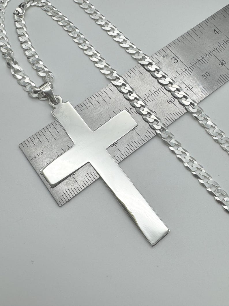 925 Sterling Silver Chunky Cross Pendant | Mens Large Cross Necklace ...