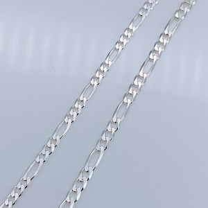 925 Sterling Silver 3mm Figaro Chain Necklace | Men & Women 4mm Figaro Link Chain | Brand New 16" 18" 20" 22" 24" All Sizes Available