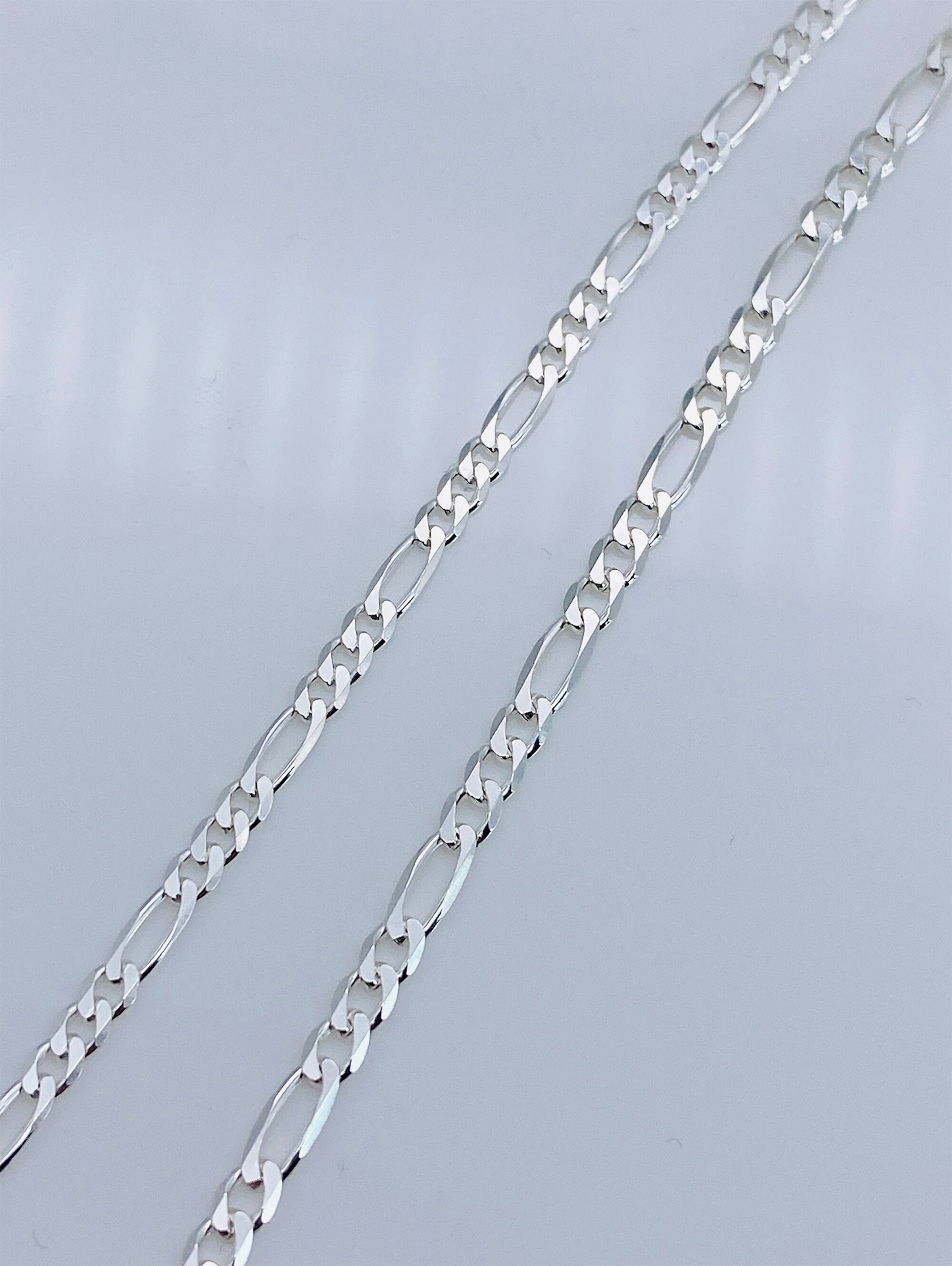 925 Sterling Silver 3mm Figaro Chain Necklace Men Women 4mm