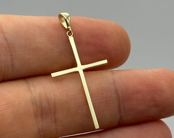 9ct Yellow Gold Religious Cross Pendant | Large Cross Necklace | 18mmx30mm Only Pendant 18" 20" 22" 24 Chain