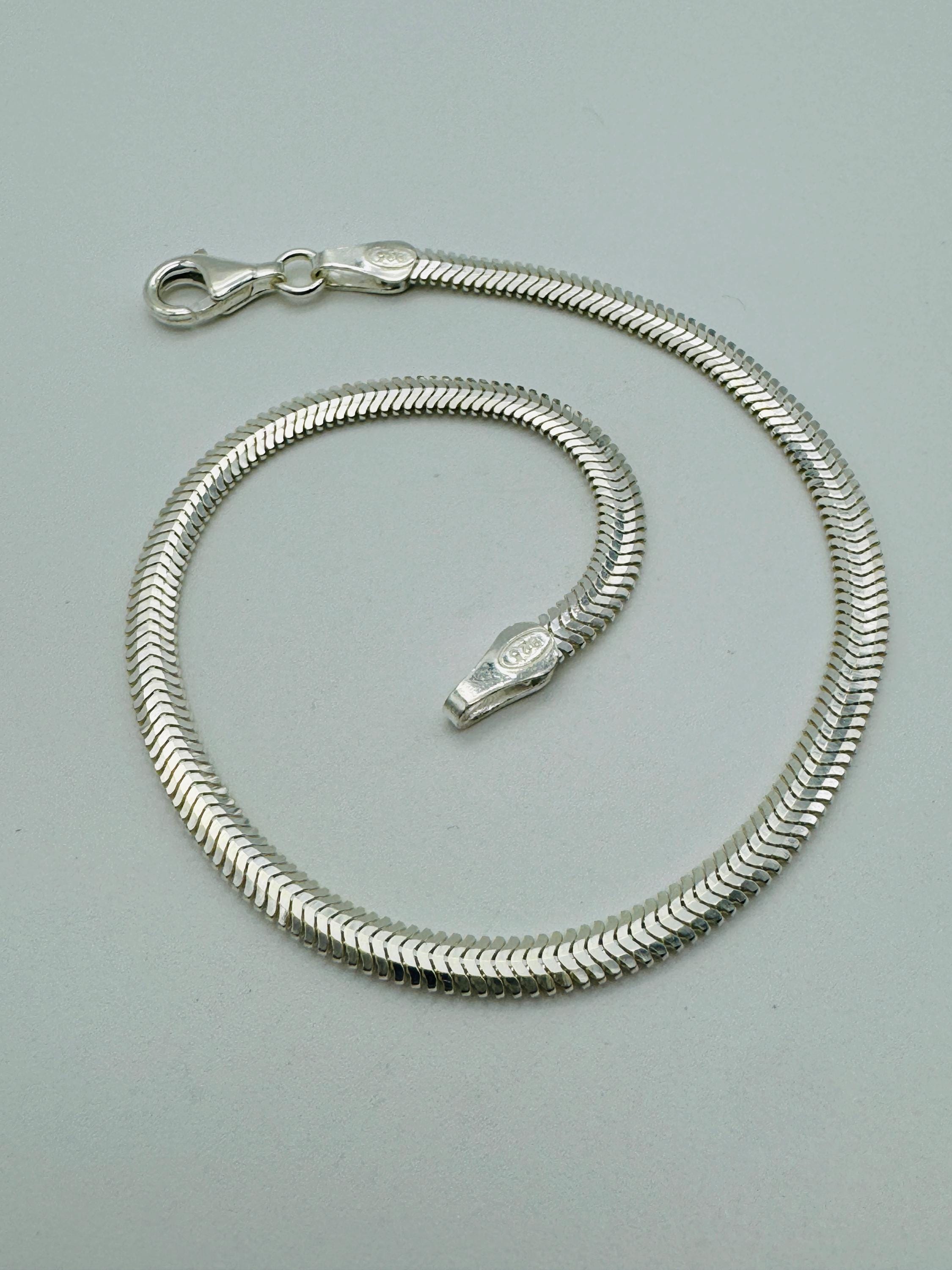 925 Sterling Silver 4mm Flat Snake Chain Bracelet | Men&women