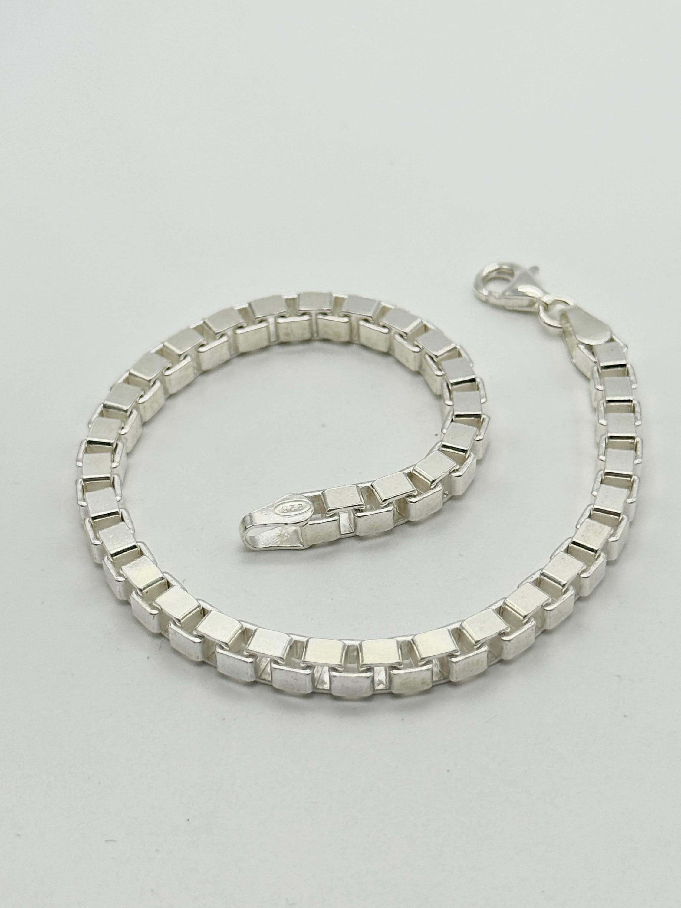 Solid 925 Sterling Silver 5mm Box Chain Bracelet | Heavy Square