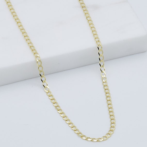 Genuine 9ct Yellow Gold 2.5mm Curb Chain | 375 Gold Men&Women Flat Curb Necklace Chain | 16" 18" 20" 22" 24" Brand New