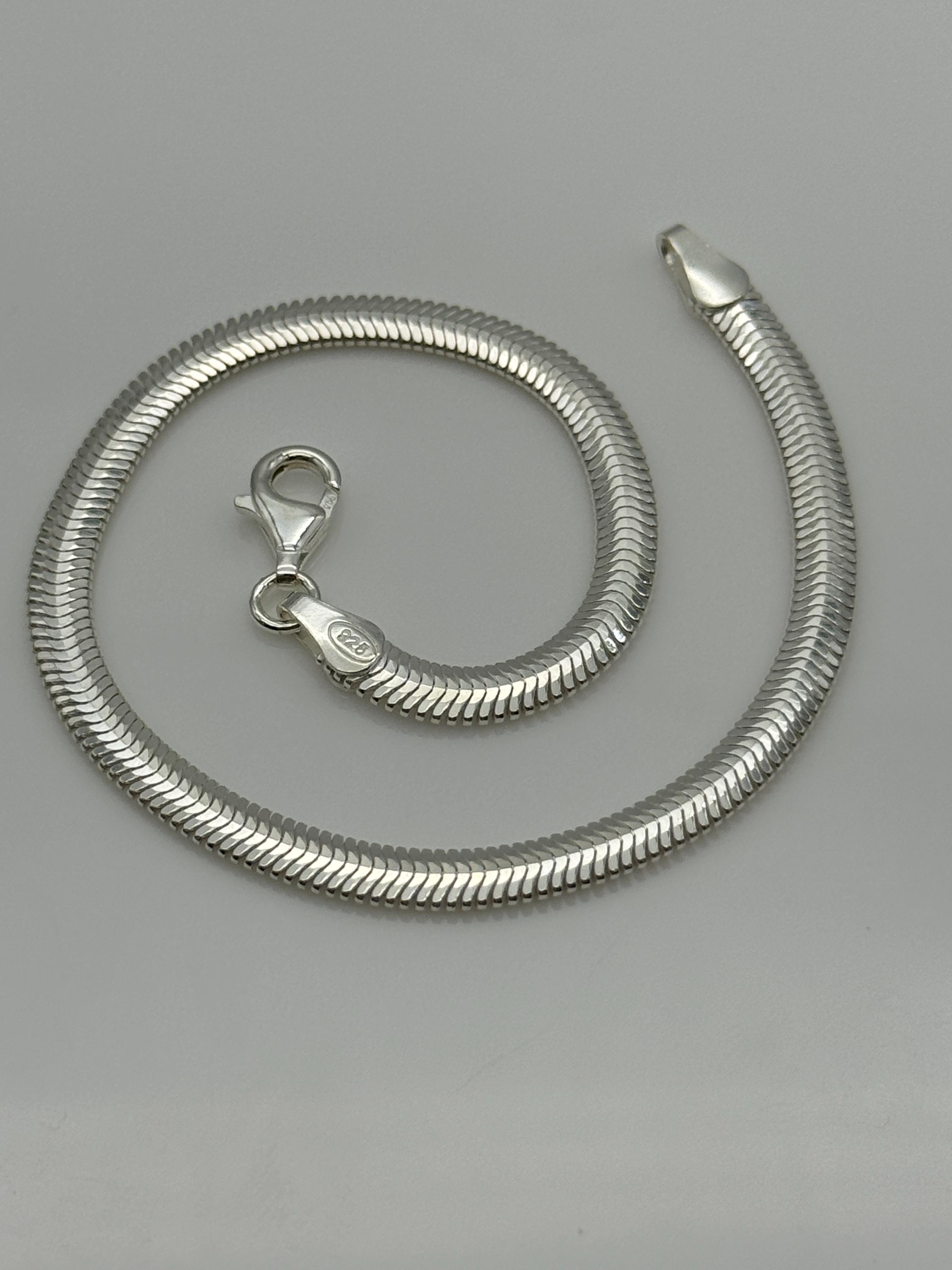 thumbnail image 2 of Unisex 925 Sterling Silver Plated 5mm Snake Link Chain Bracelet – 8 Inch, Lobster Clasp – No Stone, Unbranded #B334 2 of 5