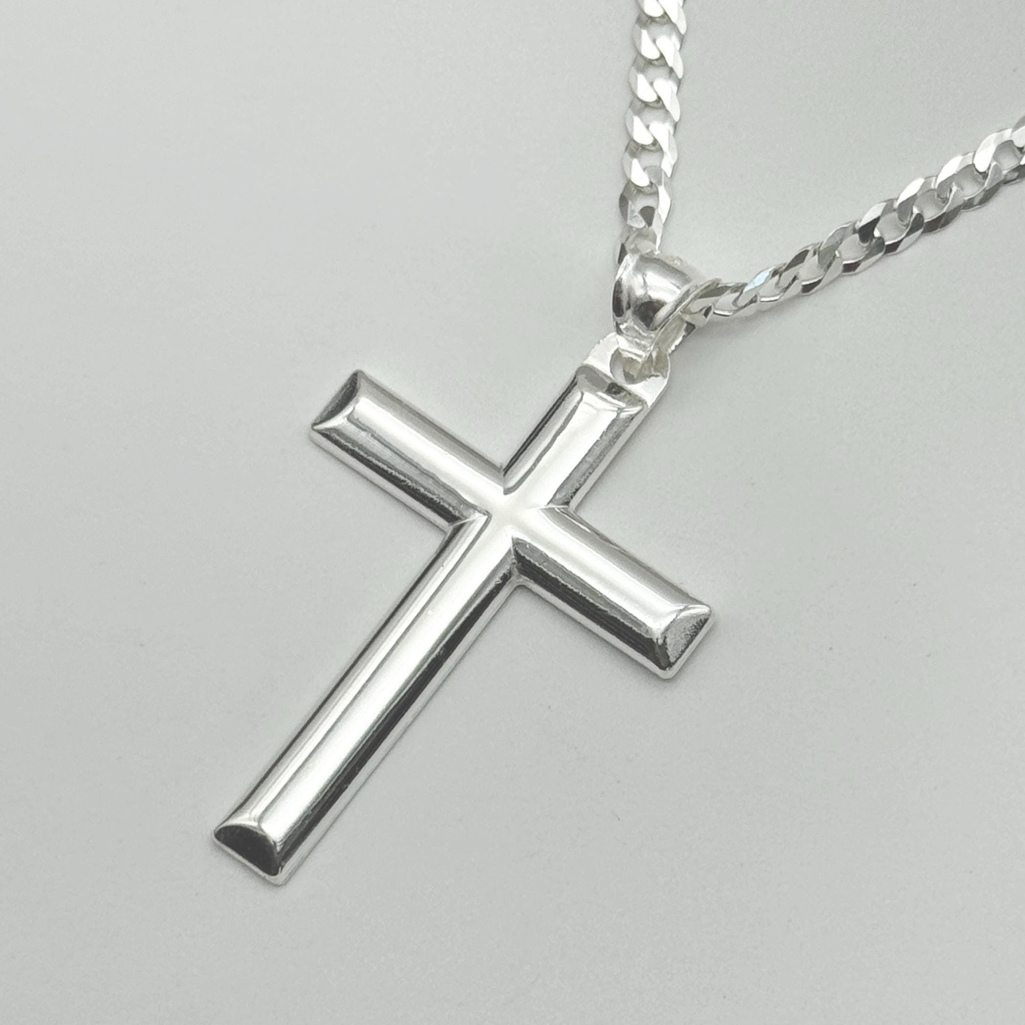 Solid 925 Sterling Silver Chunky Cross Pendant | Classic Large Cross ...