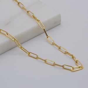Solid 9ct Yellow Gold 3.5mm Paperclip Chain | Men&Women Oval Link Necklace | Paperclip Necklace | 16&quot; 18&quot; 20&quot; 22&quot; 24&quot;