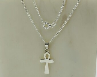 925 Sterling Silver Ankh Cross Pendant | Small Ankh Charm Pendant