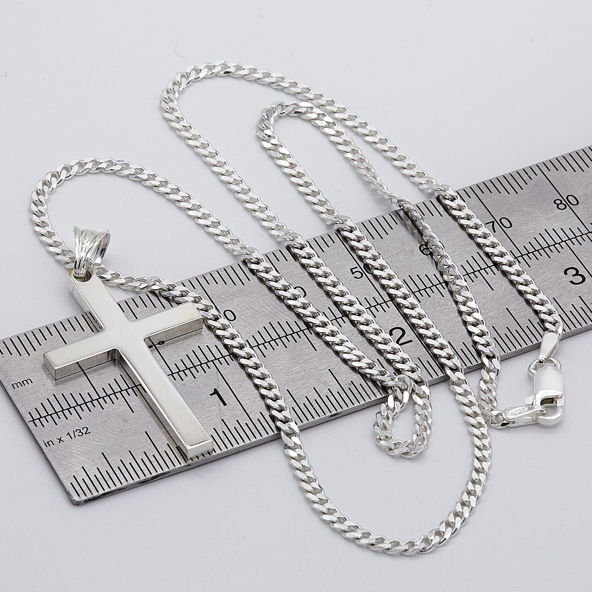 Collana Donna Argento Sterling 925 Con Ciondolo Croce Religiosa E Catena 18'' &ndash; Regalo F24