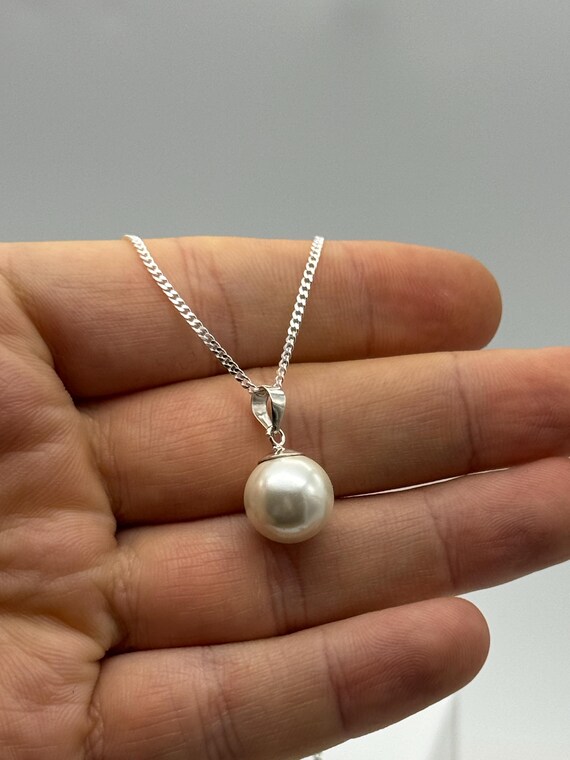 925 Sterling Silver 12mm Pearl Charms | Large Pearl Pendant 