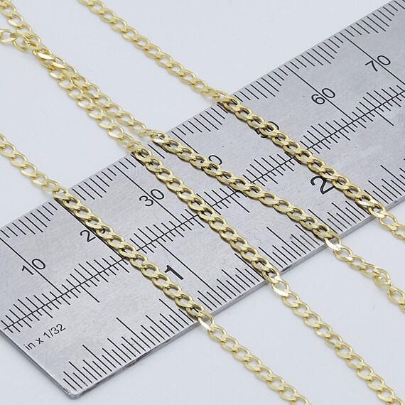 9ct Yellow Gold & Sterling Silver 1.5mm Curb Chain Necklace - Choose Length 16" To 24"