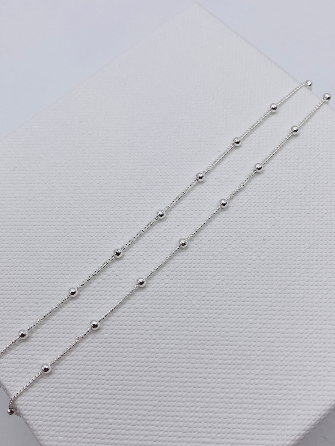 925 Sterling Silver Round Ball Bead Necklace 1.5mm Ball Bead Curb Chain