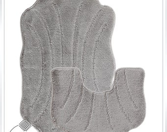 Luxurious  Large soft bath mats washable non-slip 2 piece set toilet rug, Mussel