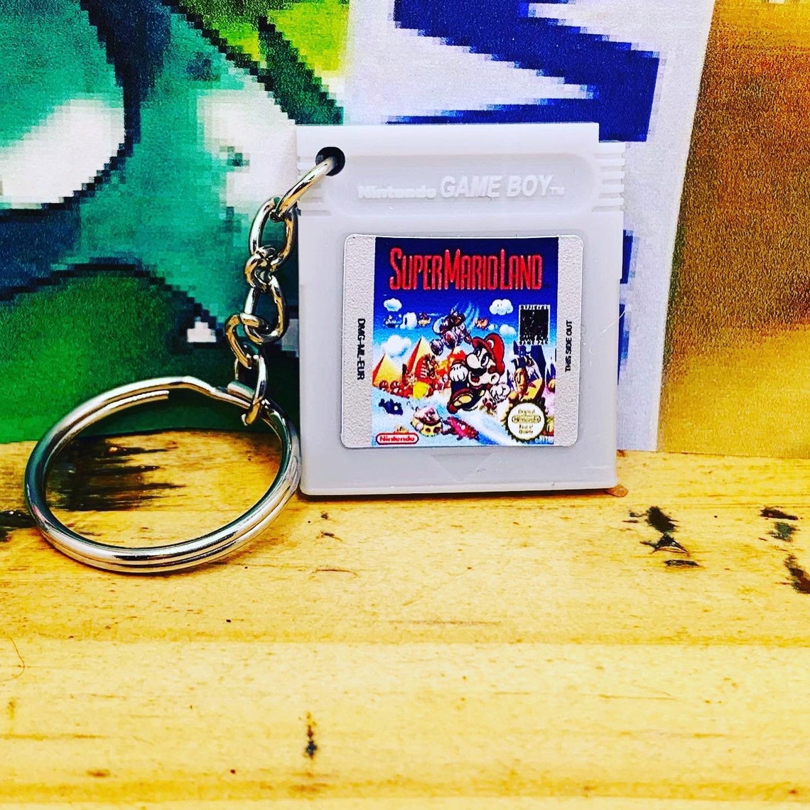Gameboy cartridge keychain / keyring. Retro cartridge designs Etsy